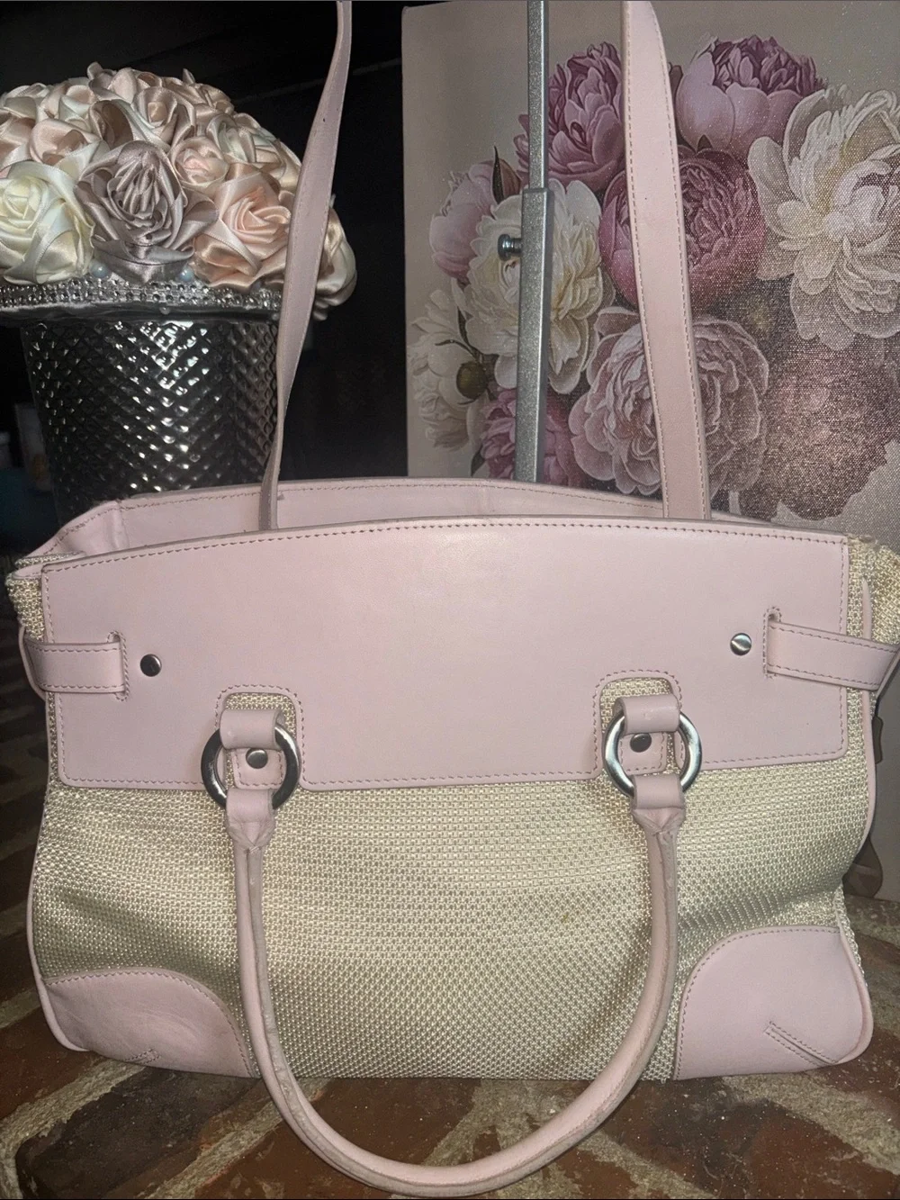 Antonio Melani Soft Pink & Cream Women’s Tote Bag